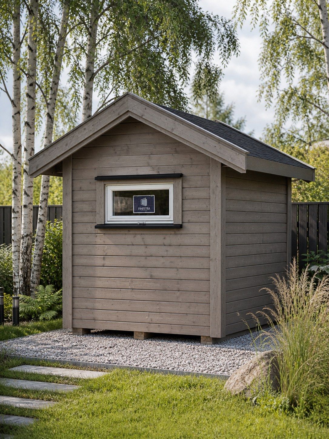 Utebod beiset i grafitt-grå